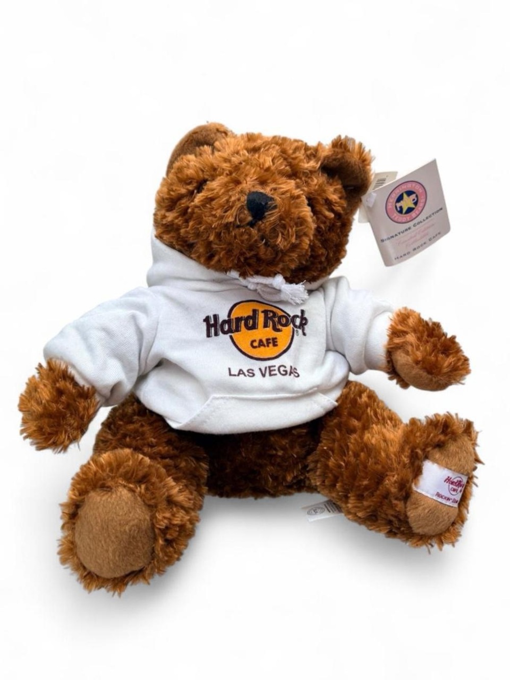 Hard Rock Cafe Las Vegas Teddy Bear Plush – White Hoodie, NWT